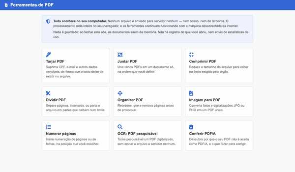 Tela Ferramentas de PDF