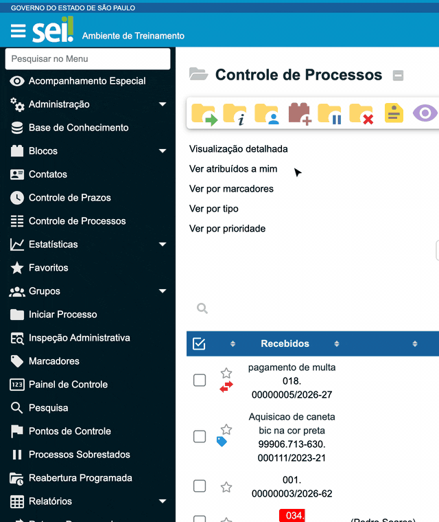 Tela Ordenar itens do menu